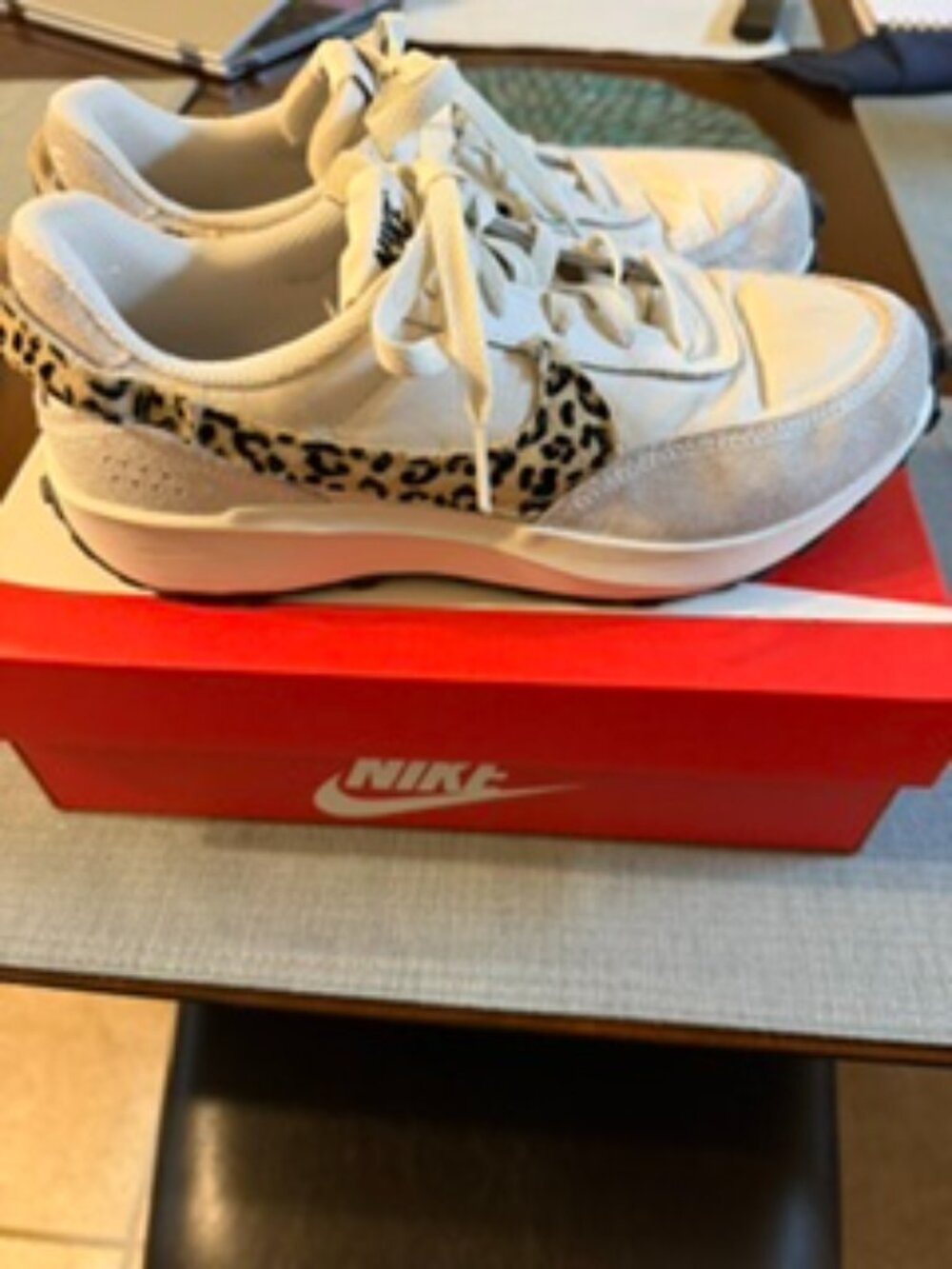 Women's Nike Waffle Debut Leopard Swoosh Sneaker, 7.5 M